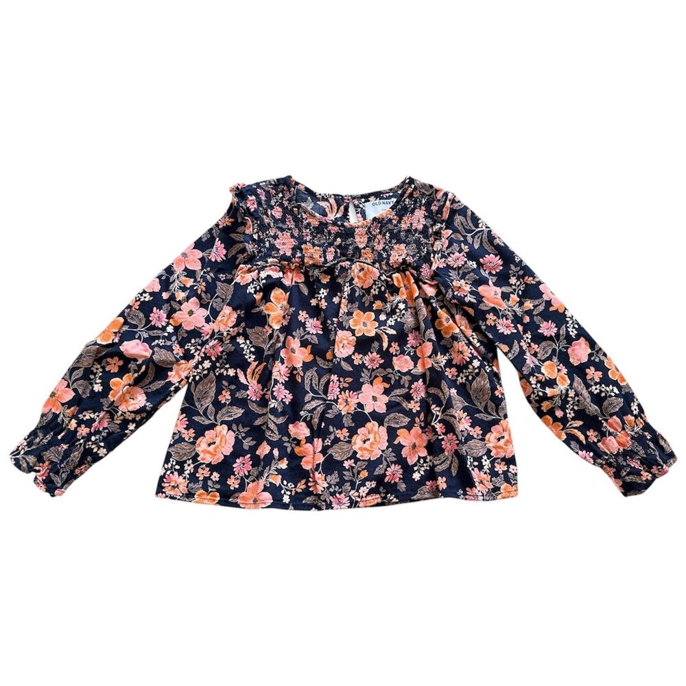 Old Navy Girls Top Size 8 Floral Blouse Long Sleeve Boho Cottagecore Fall Autumn